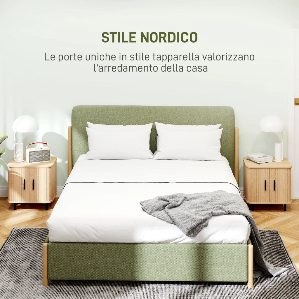 Comodini Set 2 ¨C zephmum ¨C Legno e Acciaio, Rovere e Nero, 48x40x48 cm