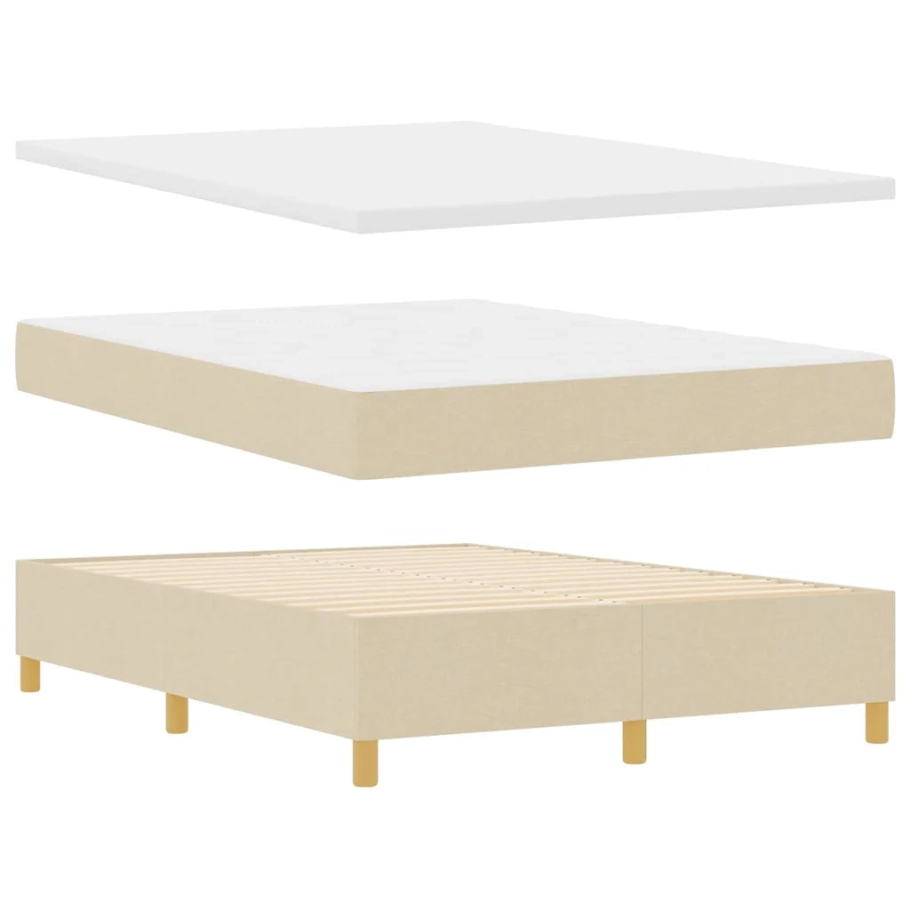 Letto a Sorgente LED con materasso Crema 160 x 200 cm Tessuto