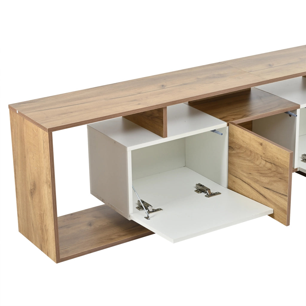 Mobile porta TV bianco e legno naturale 180 cm