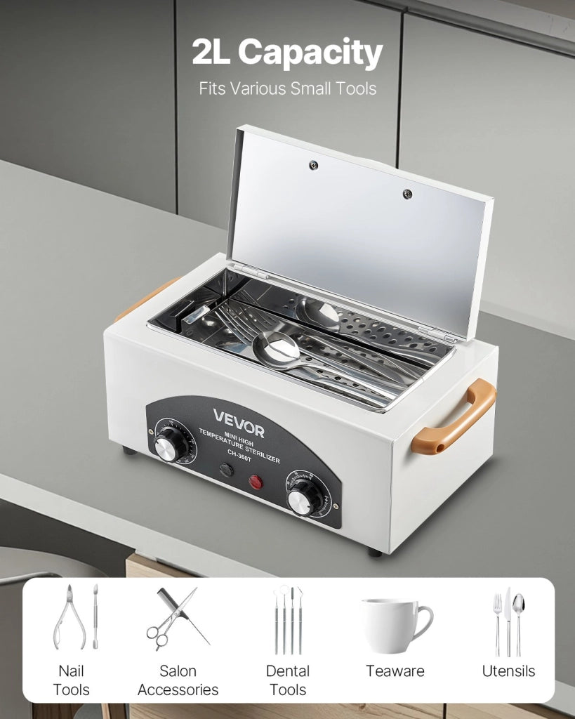 Sterilizzatore ad Alta Temperatura KH-360T 300W 2L per Utensili e Strumenti Estetica Temperatura e Tempo Regolabili