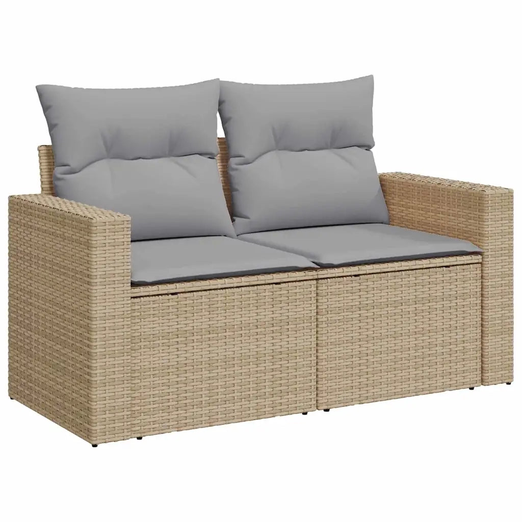 Set Divano da Giardino 9 pcs Beige e Grigio Chiaro polyrattan