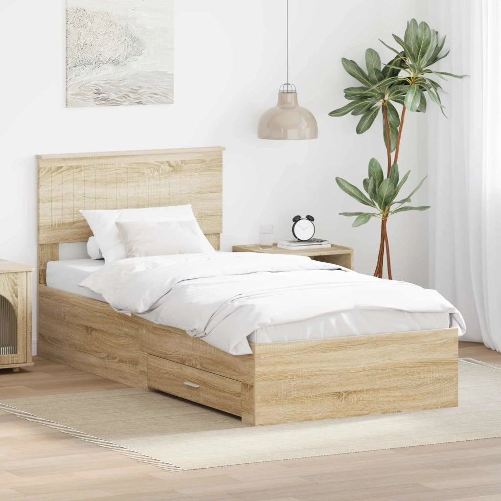 Struttura del letto Rovere Sonoma 90 x 200 cm Legno multistrato 3410942