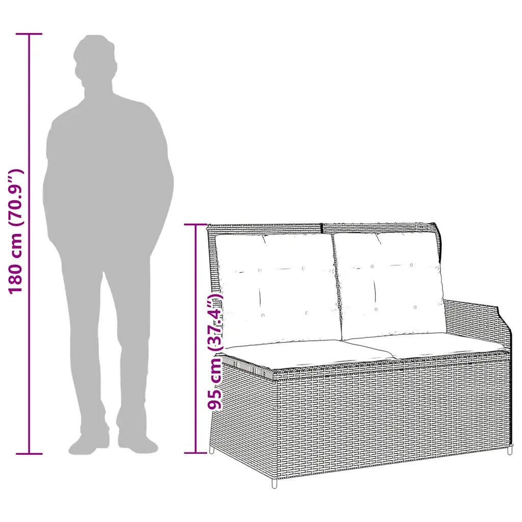 Panchina Reclinabile Giardino | Panca da Giardino con Cuscini Grigio Chiaro Polyrattan