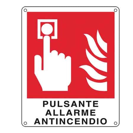 CARTELLO 'PULSANTE ALLARME ANTINCENDIO' 20x30 cm - 10 pezzi