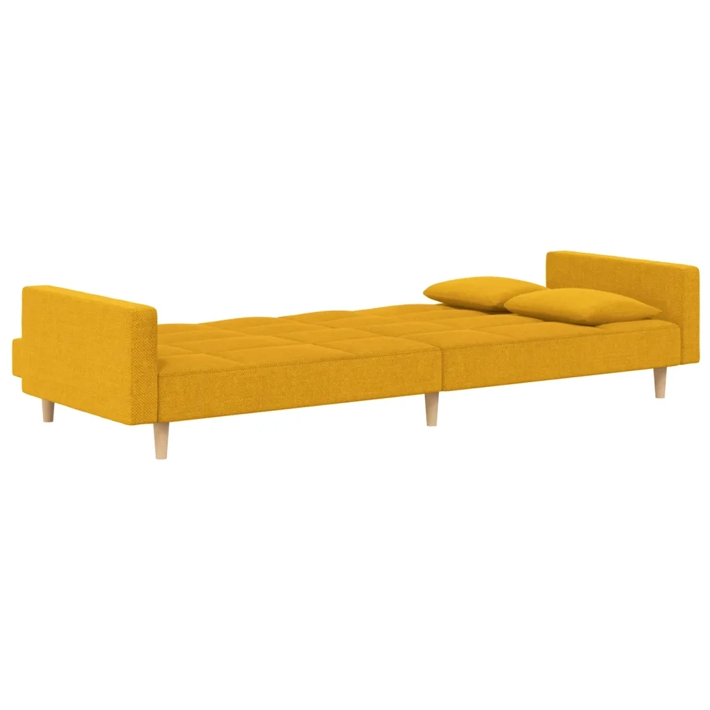 Divano letto | Sof¨¤ letto | Letto singolo a 2 Posti con 2 Cuscini Giallo in Tessuto
