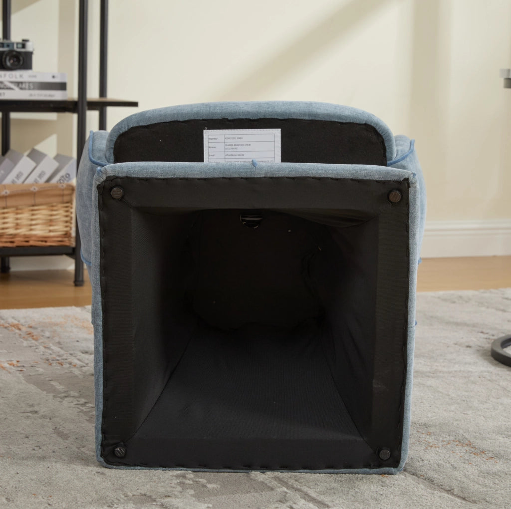 Poltrona girevole 360° in ciniglia blu con schienale alto HOMVRA