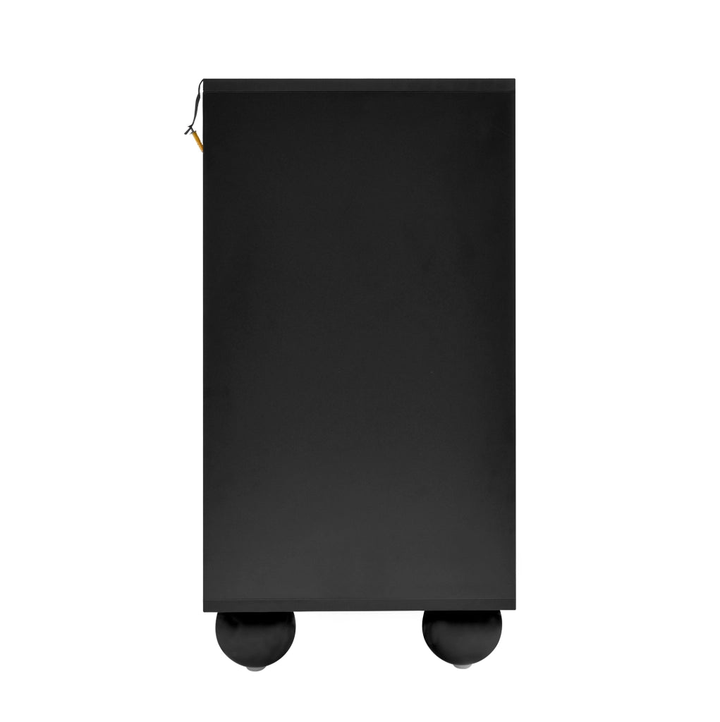 Cassettiera moderna bianca e nera con 6 cassetti, 140 cm