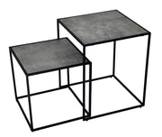 Set 2 Tavolini con Struttura in Metallo Piano in Legno Mdf Colore Cemento
