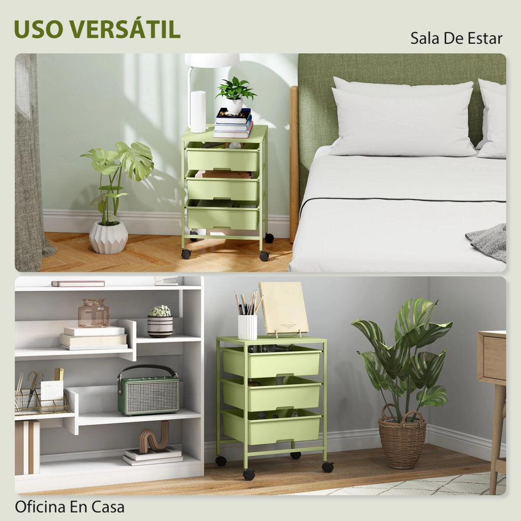 Carrello da cucina 4 ripiani con ruote ¨C Xylo ¨C 3 cestelli e ripiano 40,8x33,5x60,5 cm verde