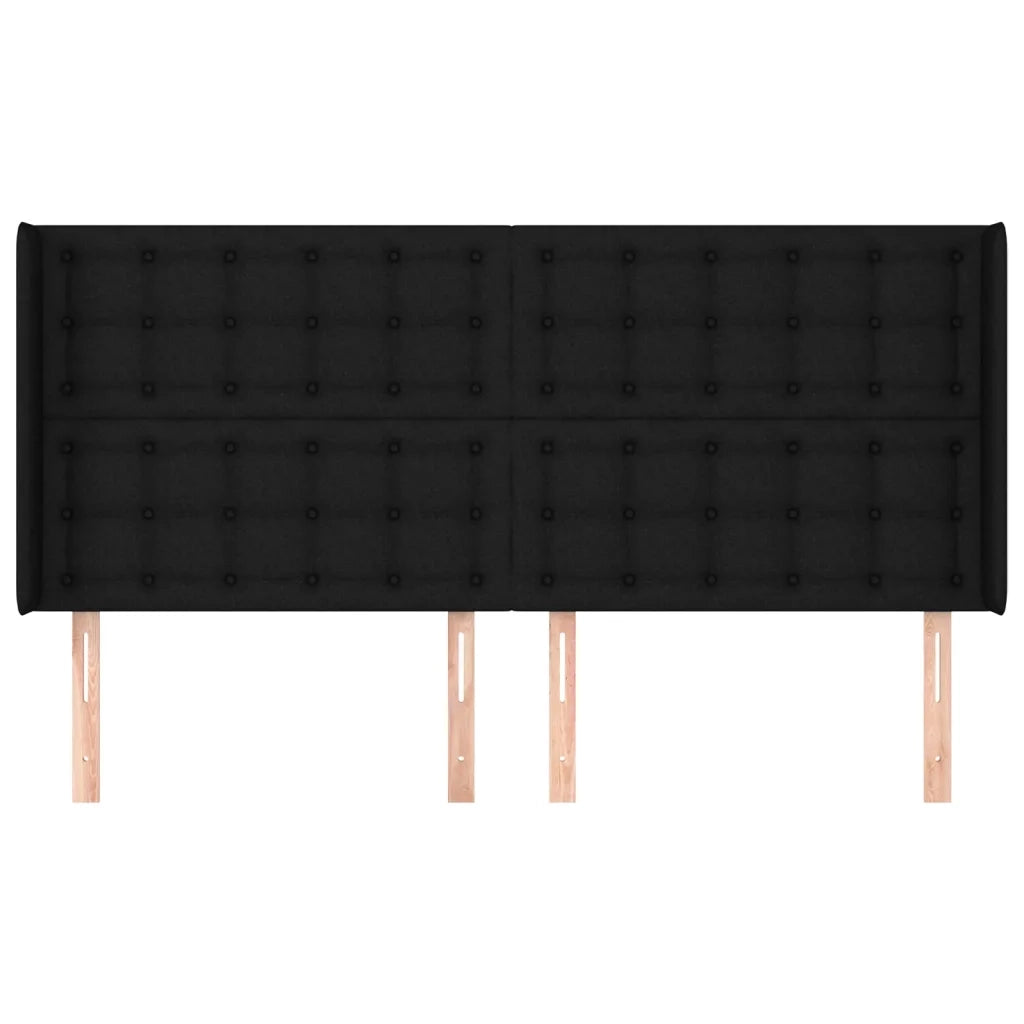Testiera ad Orecchio-Testata con Orecchie Nera 203x16x118/128 cm in Tessuto 632775