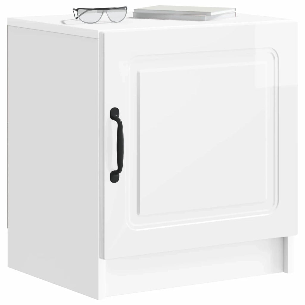 Set di 2 Comodini | Armadio da Notte | Mobiletto da notte Bianco Lucido 43 x 34,5 x 47 cm