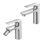 Set miscelatori lavabo e bidet Flat cromati con piletta click clack