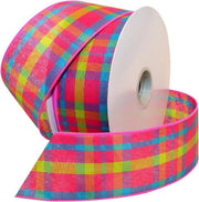 Lint geruito con effetto chique 25 "x 50 Yd - Rosso shock/turchese - 7380 colore