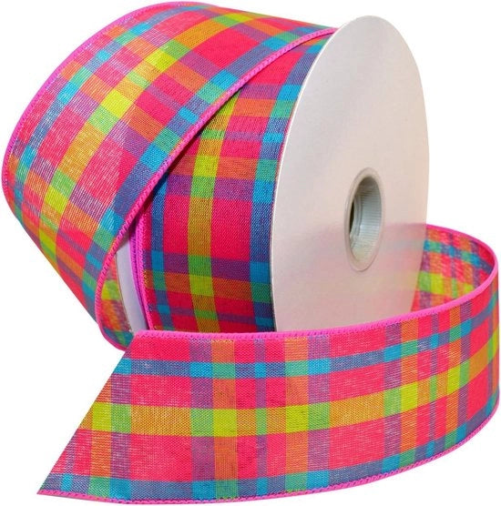 Lint geruito con effetto chique 25 "x 50 Yd - Rosso shock/turchese - 7380 colore