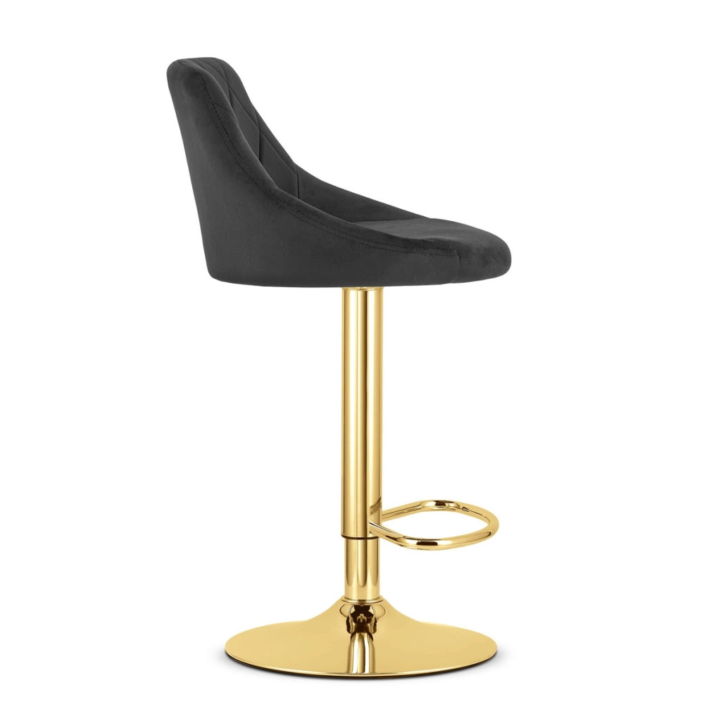 Sgabello da bar girevole Kast in velluto nero e oro