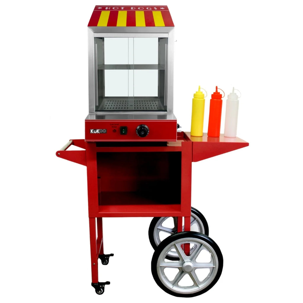 KuKoo Vaporiera Hot Dog 2000W Professionale con Carrello Scaldapanini