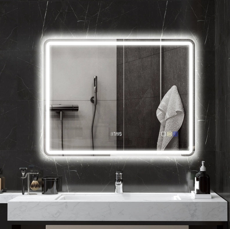 Specchio bagno LED Bluetooth antiappannamento argento