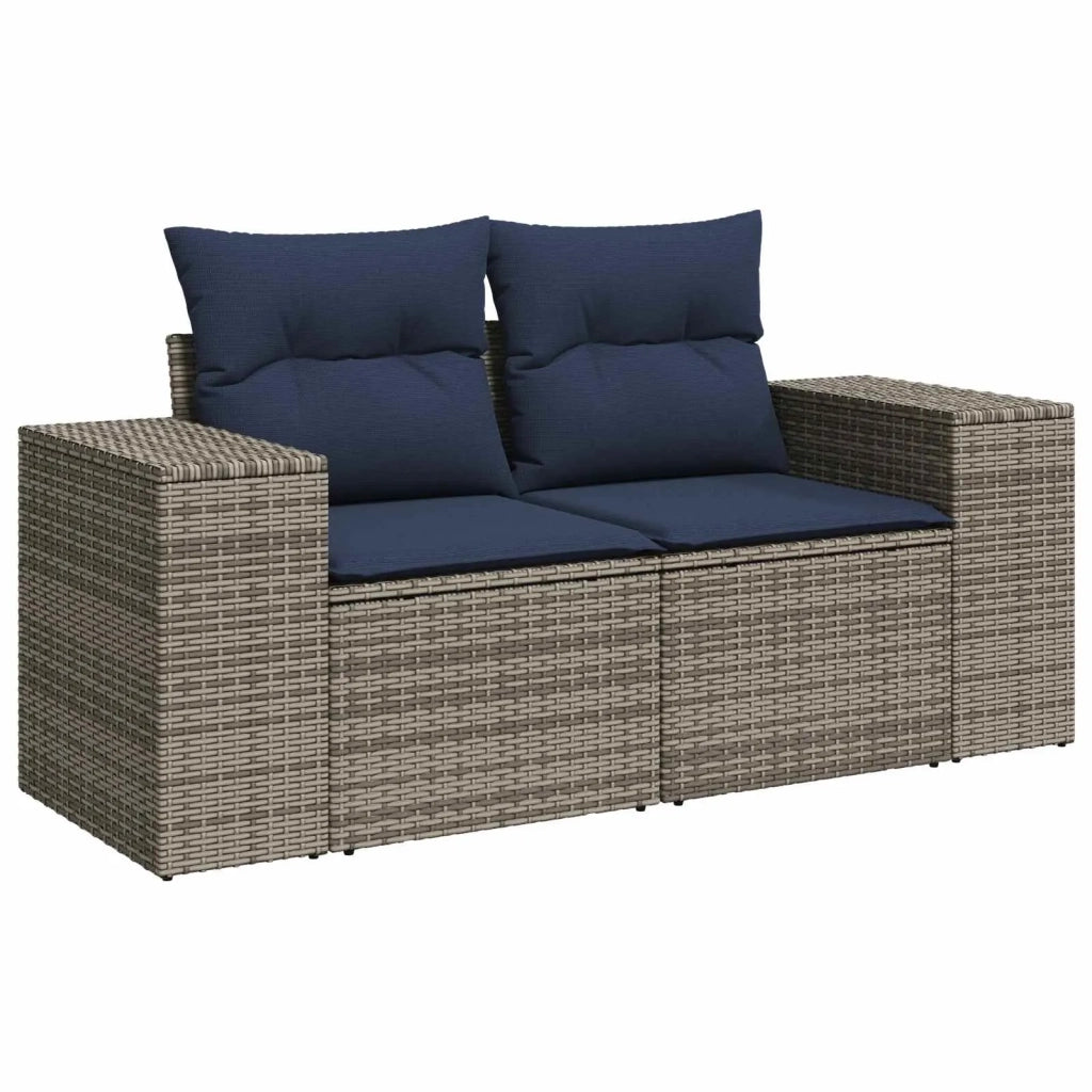 Set di divani 7 pz Grigio e Blu Navy Rattan sintetico e Acciaio 3448845