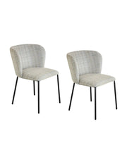 Set di 2 sedie PAVIA con motivo a quadretti blu e bianco - Schienale arrotondato e gambe nere