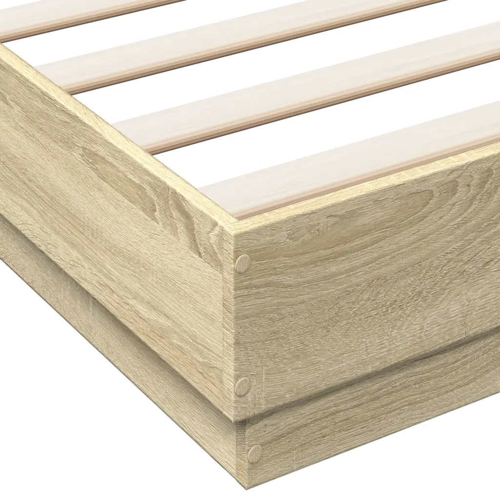Giroletto con Luci LED-Struttura Letto Rovere Sonoma 150x200 cm