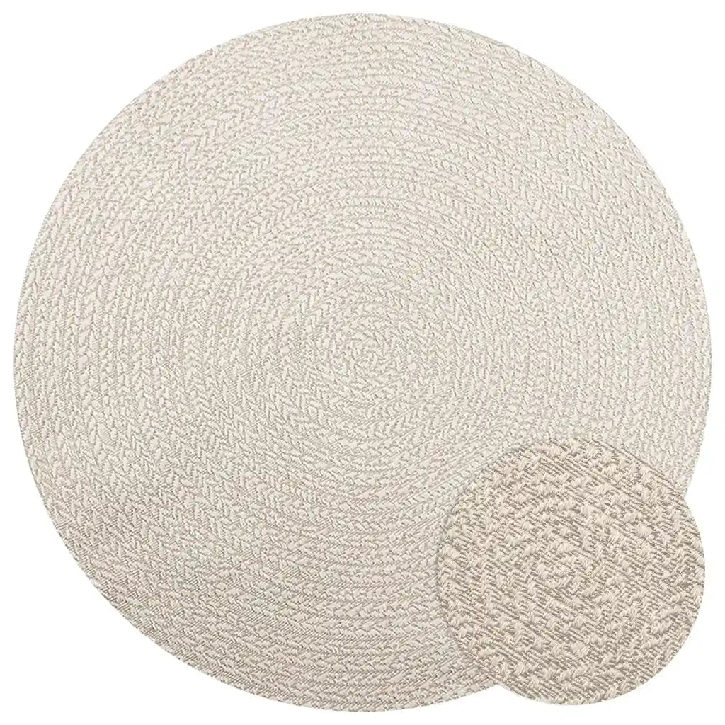 Tappeto ZIZUR Crema Ø 160cm Aspetto Iuta per Interni ed Esterni 4010386