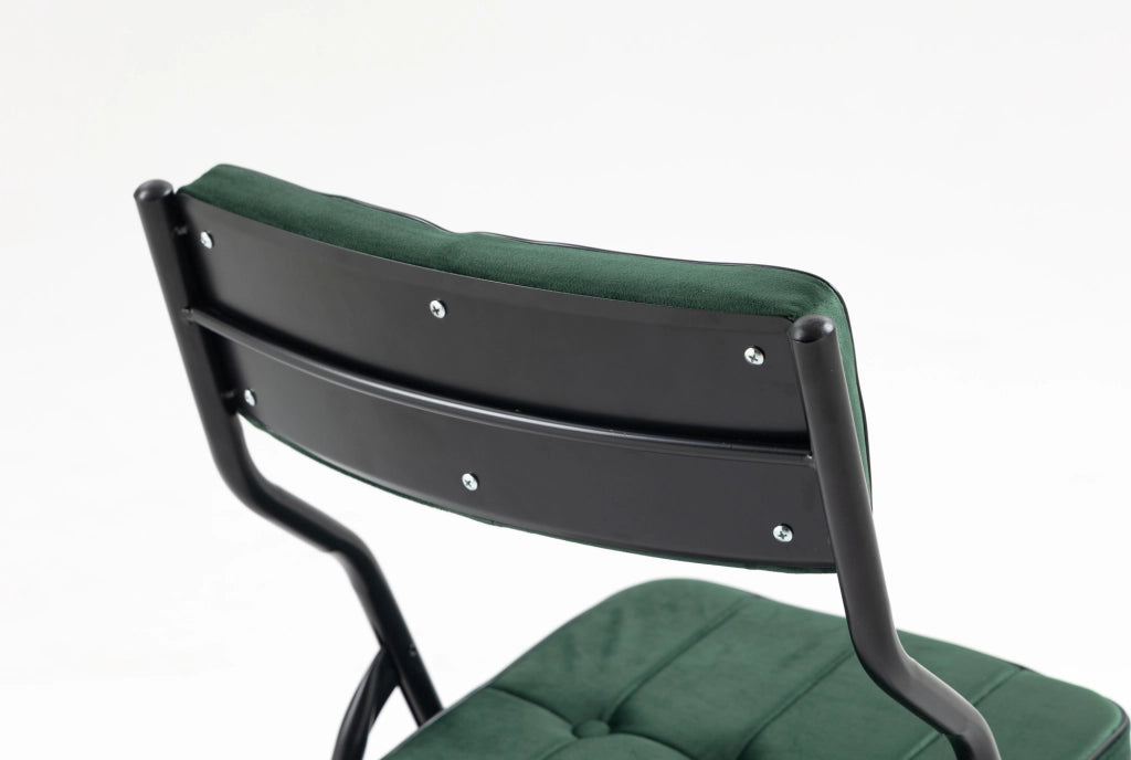 Set di 2 sedie pieghevoli imbottite in velluto verde con struttura in acciaio
