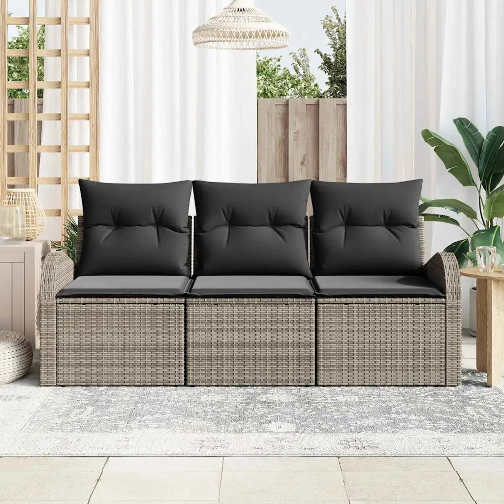 Set Divano da Giardino Grigio polyrattan