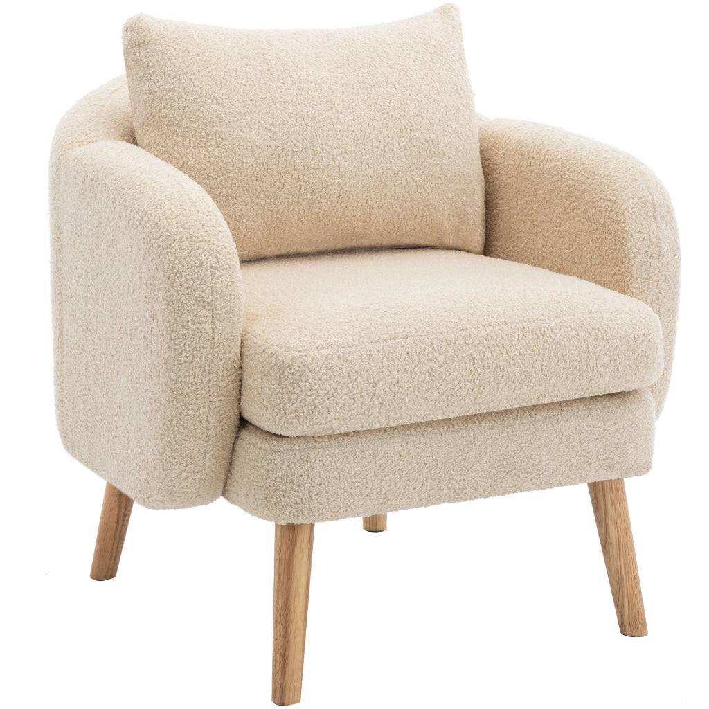 Poltrona singola 71x72x71 cm con cuscino in tessuto teddy beige