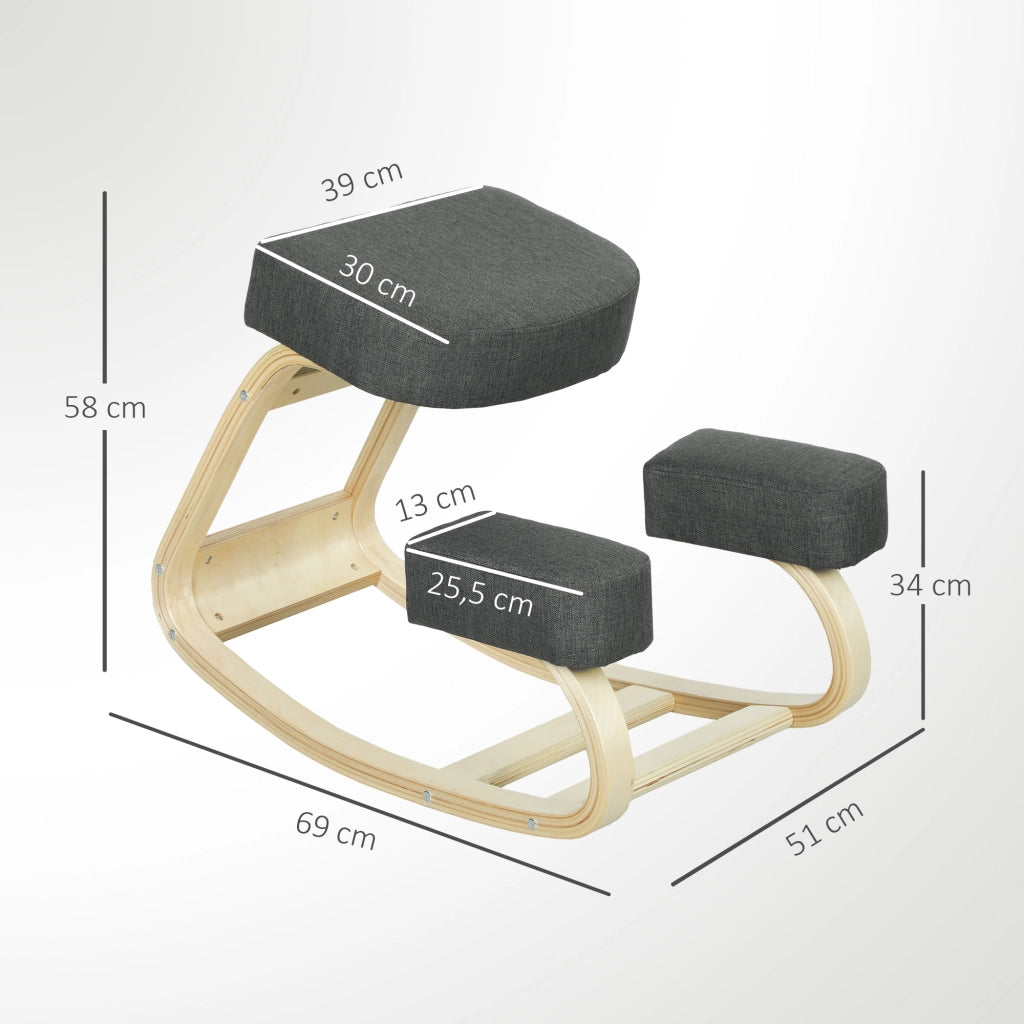 Sgabello ergonomico in legno di betulla ¨C zephmum ¨C grigio scuro
