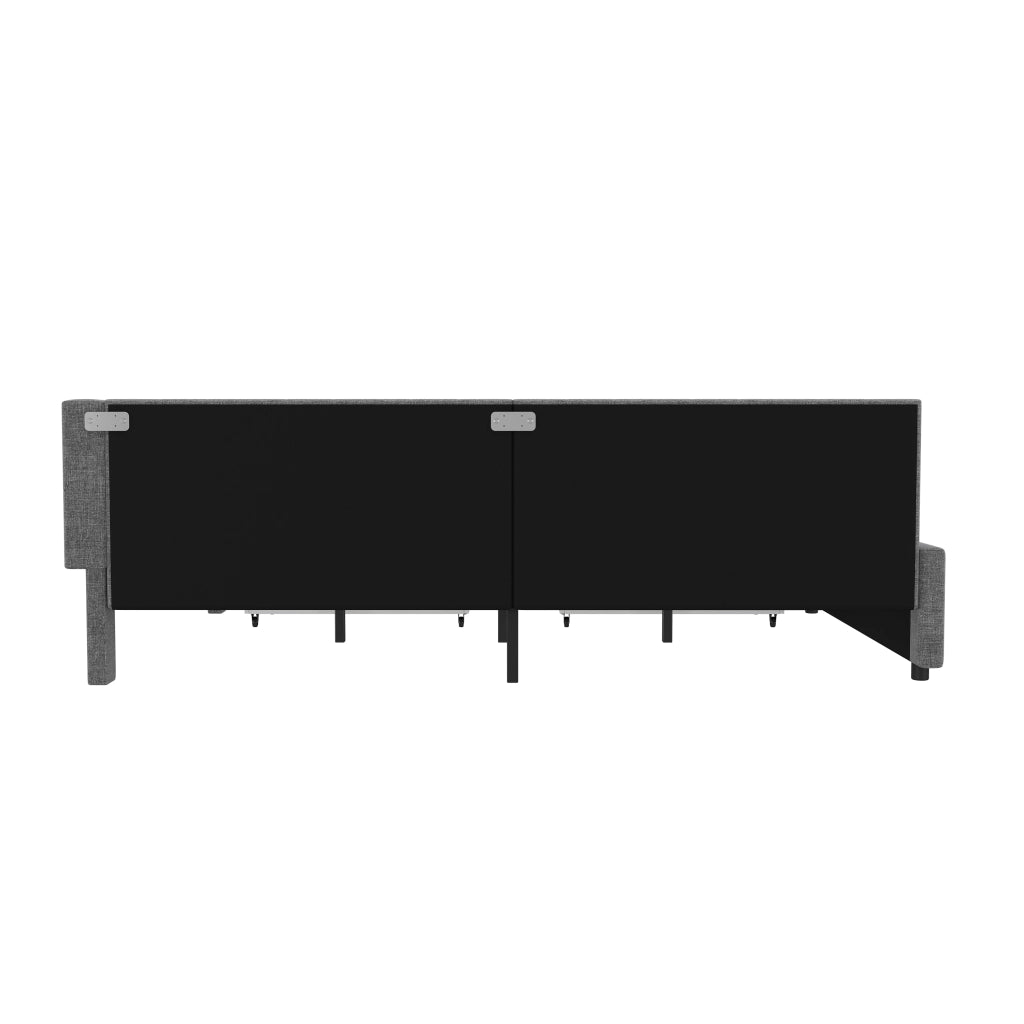 Letto divano 140 × 200 cm 2 posti con 2 cassetti, USB, tipo C e LED regolabile, senza materasso, grigio