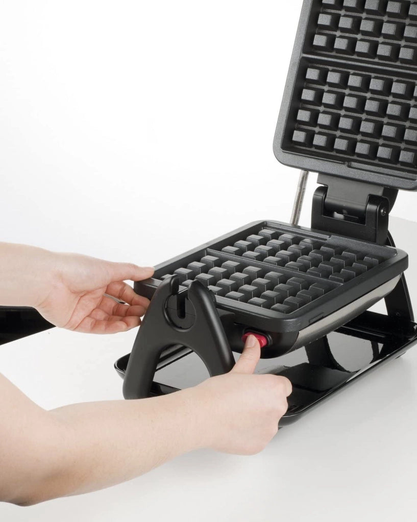 Tefal WM756D Piastra per Waffle 2 waffle rettangolari 1200W piastre rimovibili antiaderenti lavabili in lavastoviglie termostato regolabile colore Nero Acciaio Inossidabile