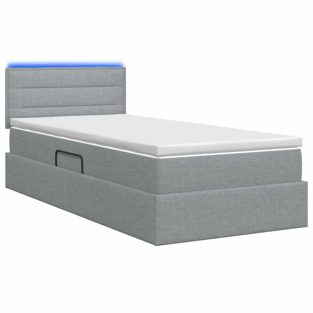Letto con contenitore LED e materasso Grigio Chiaro 3458979