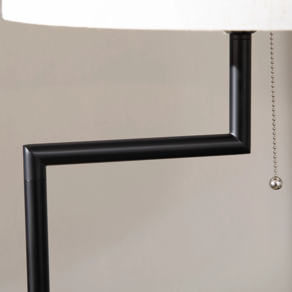 LAMPADA A STELO con ripiano e USB Ø40 x 168 cm bianca in acciaio e bambù