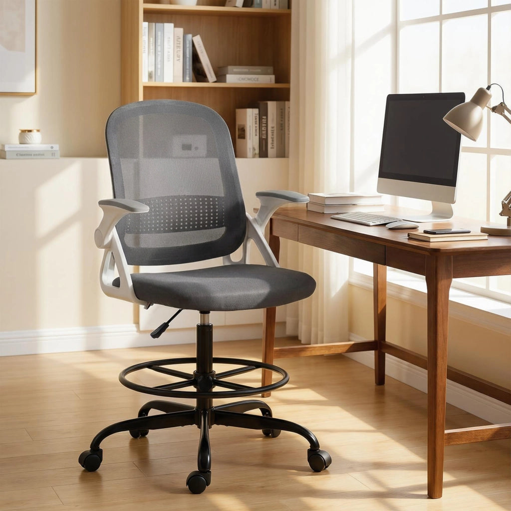 Sedia da ufficio con rete ¨C Zephmum ¨C Grigio, regolabile