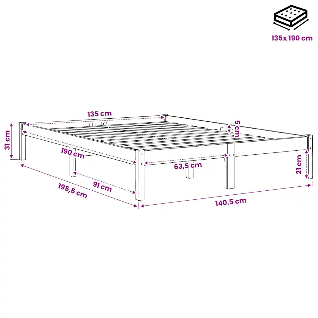 Giroletto Nero in Legno Massello 135x190 cm Double 809996