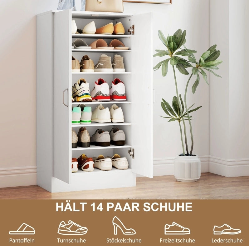 Mobile portascarpe bianco 7 ripiani 55x35x108 cm