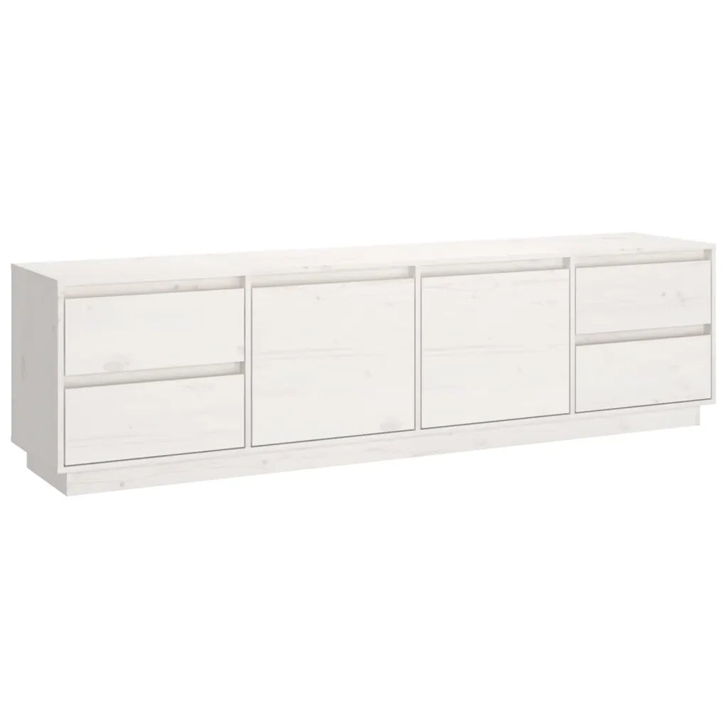 Mobile Porta TV Bianco 176x37x47,5 cm in Legno Massello di Pino