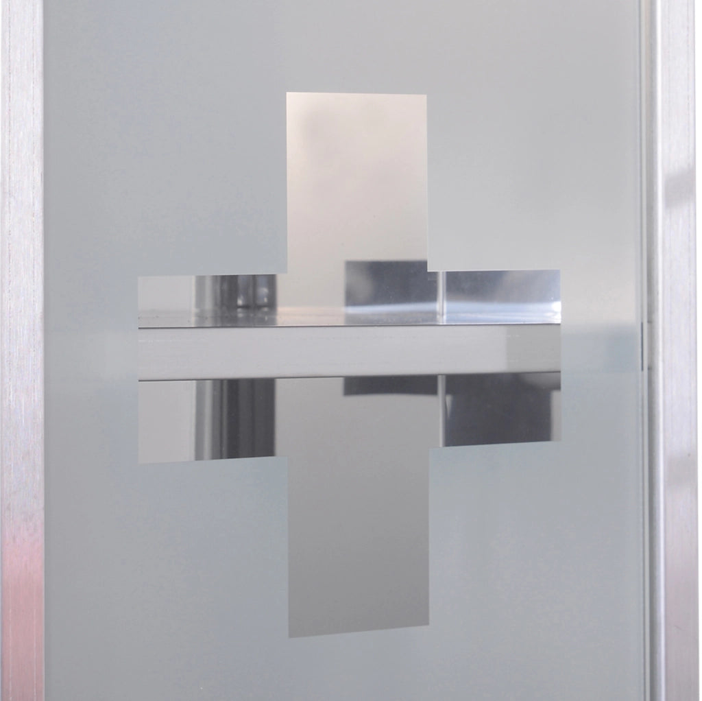 Armadio porta medicinali in acciaio inox con serratura, 3 scomparti, 25 x 12 x 48 cm, porta in vetro satinato