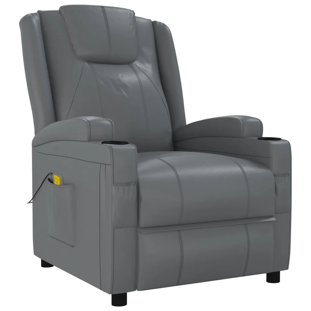 Poltrona Massaggiante | Sedia Relax Antracite in Similpelle