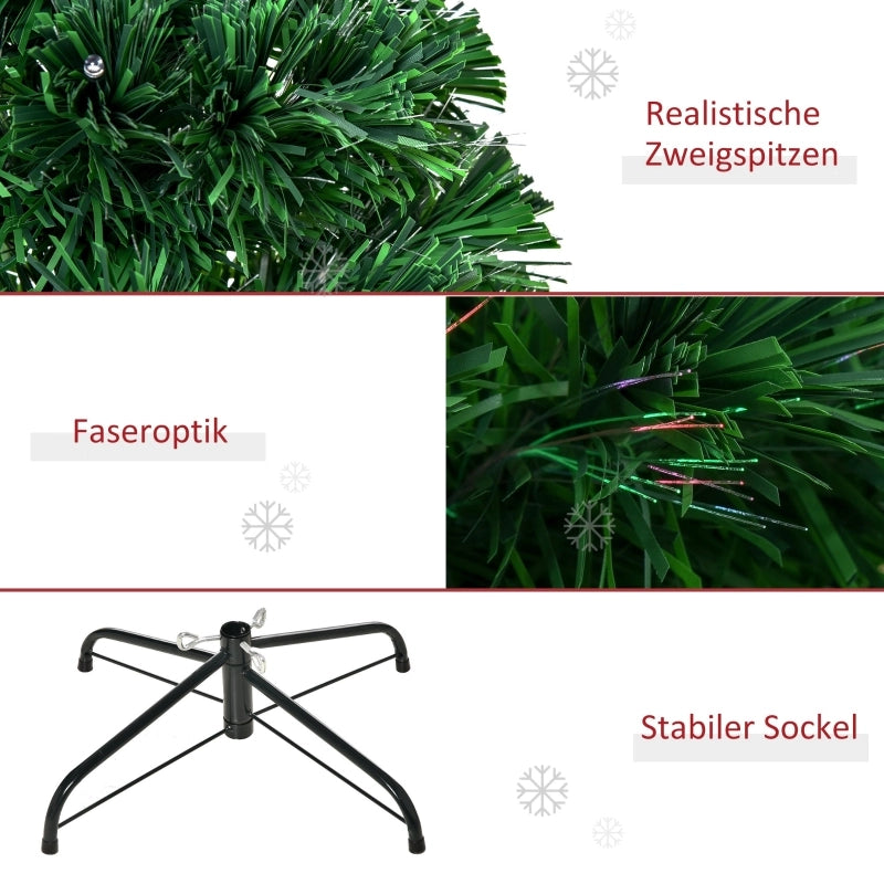 Albero di Natale artificiale con fibre ottiche e luci colorate; rami in PVC; verde; Ø 70 × 150 cm; per interni