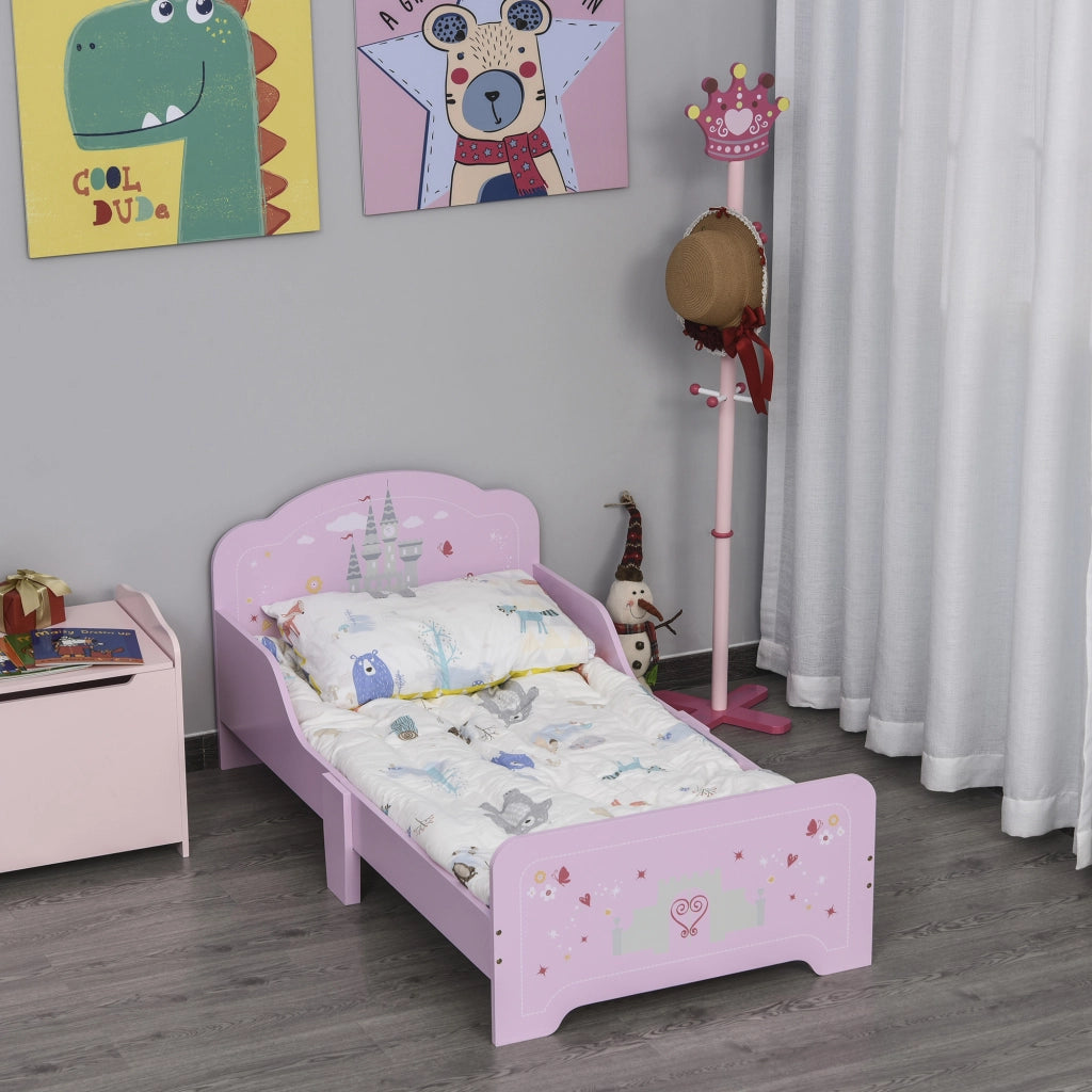Letto Singolo Bambino 140x70 cm con Rete a Doghe ¨C Minimal ¨C Rosa MDF Multistrato