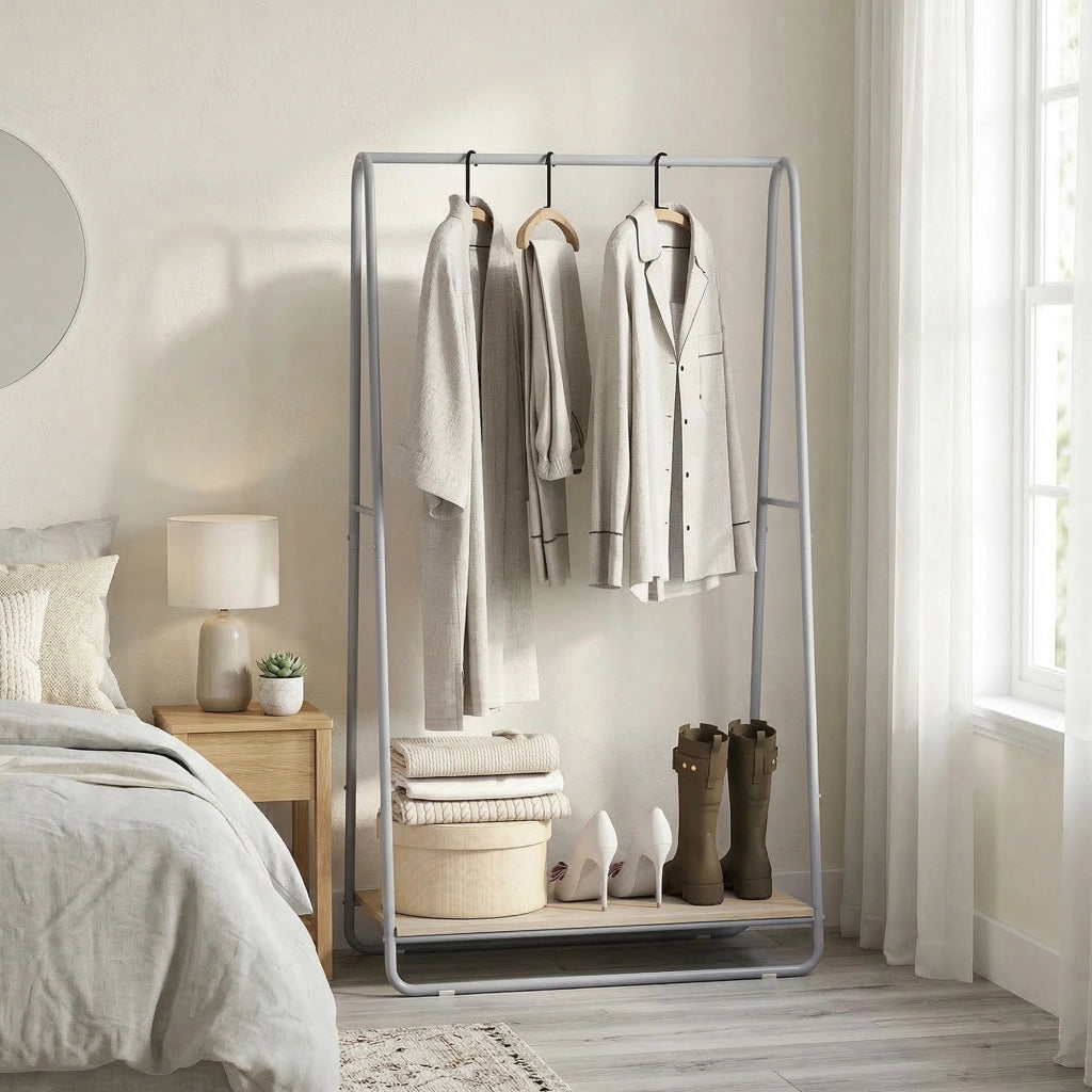 Appendiabiti con porta scarpe e ripiani ¨C Minimal ¨C Grigio