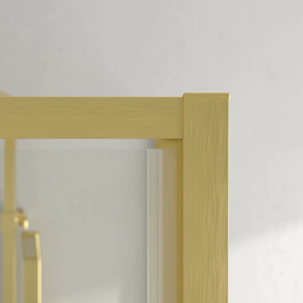 Box doccia 3 lati 90x100x90cm con porta a battente profili oro spazzolato vetro 6mm trasparente anticalcare h190| Portofino