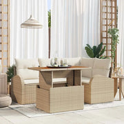 Set Divano da Giardino 5 pcs Beige Poly Rattan