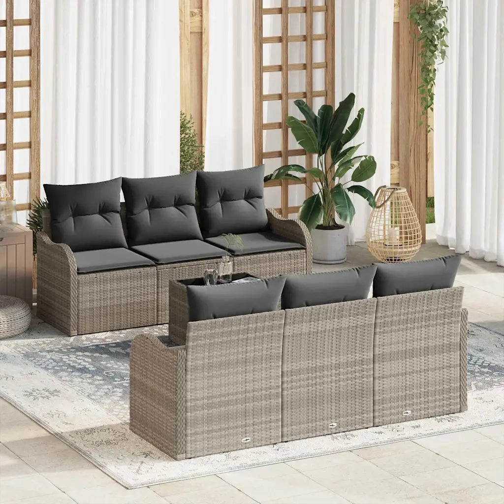 Set Divano da Giardino 7 pcs Grigio chiaro e grigio scuro