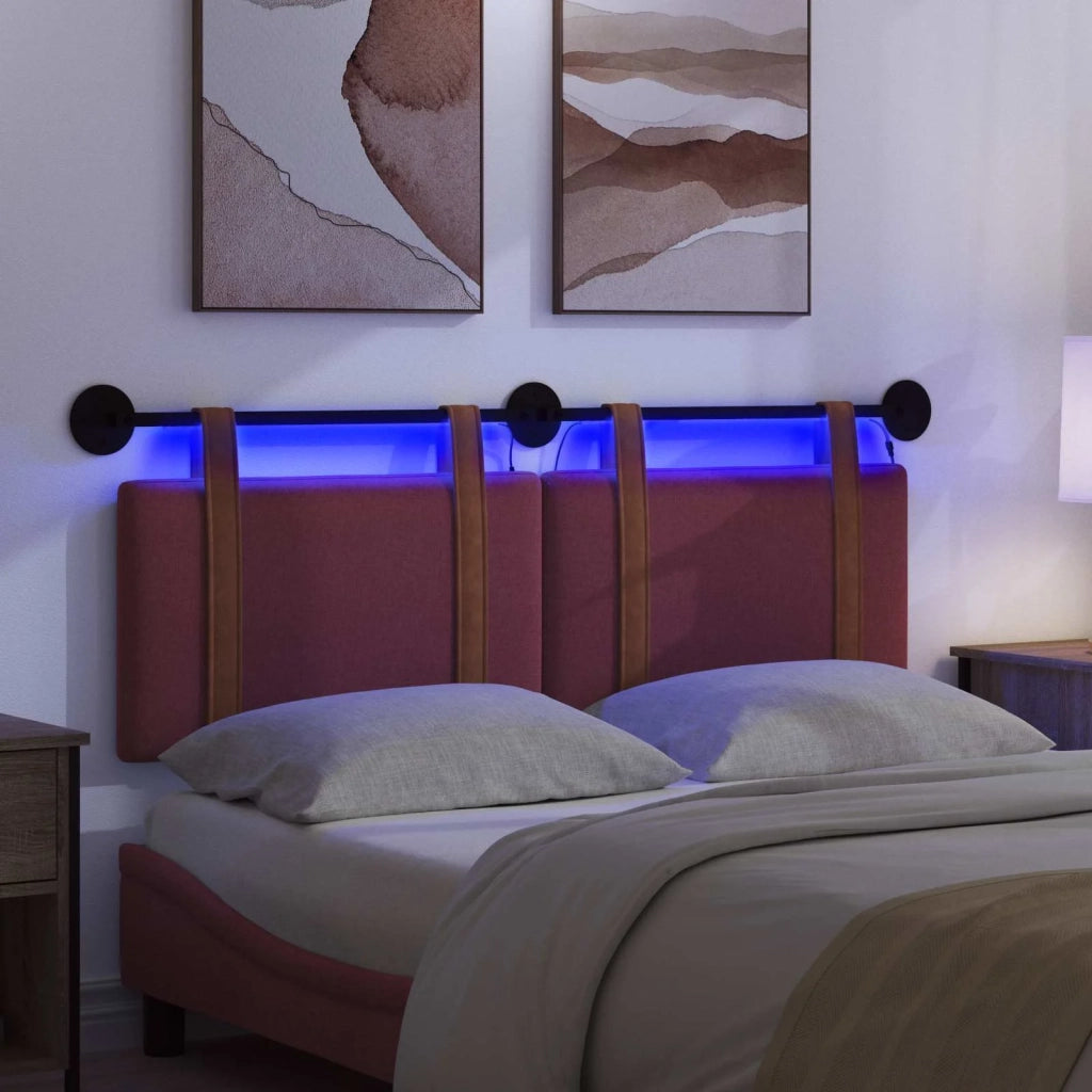 Testiera | Testata sospesa Con luce LED Rosso Vino PU Antico