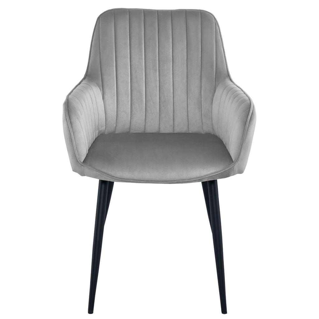 Sedia con braccioli Solden in velluto grigio argento