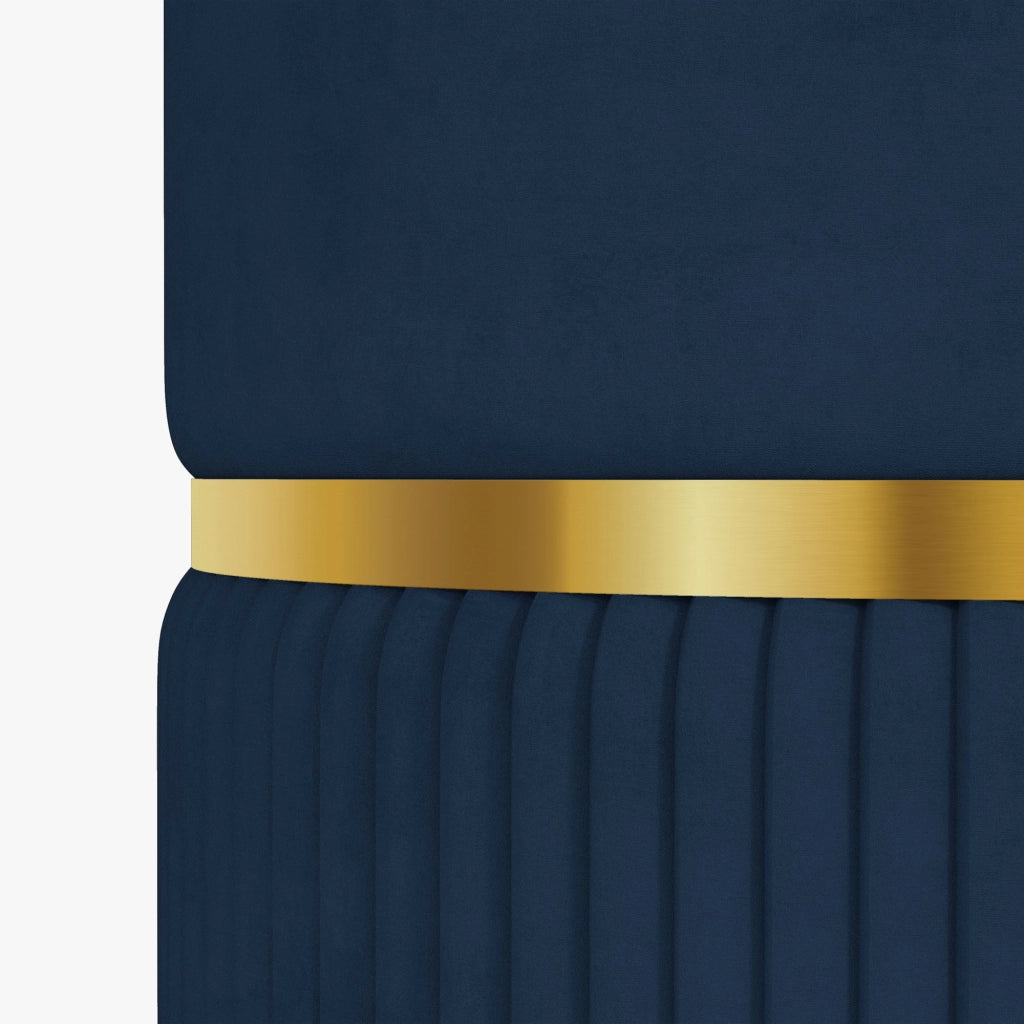 Pouf Contenitore Poggiapiedi Rotondo in Velluto a Coste 36 x 36 x 44 cm Sgabello Salvaspazio per Salotto e Camera Blu