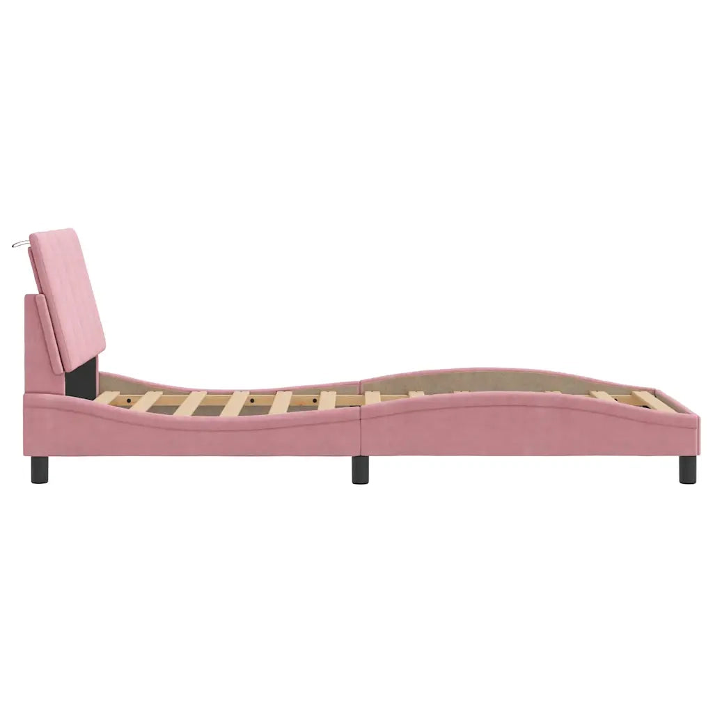 Letto singolo | Letto per adulti | Giroletto senza Materasso Hanko Rosa 80x200 cm in Velluto