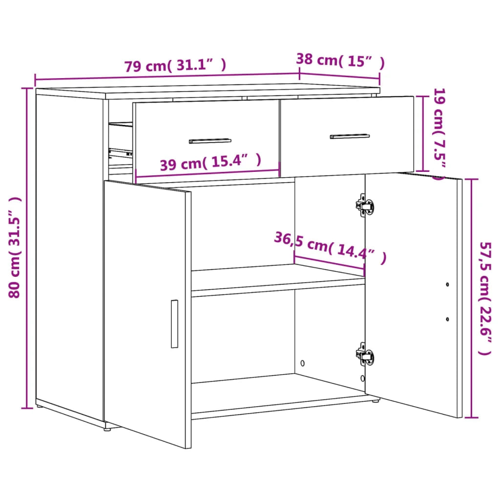 Buffet credenza cassettiera armadio mobile contenitore organizer per cucina soggiorno salotti set da 2 79 x 38 x 80 cm legno ingegnerizzato grigio 02_0036868